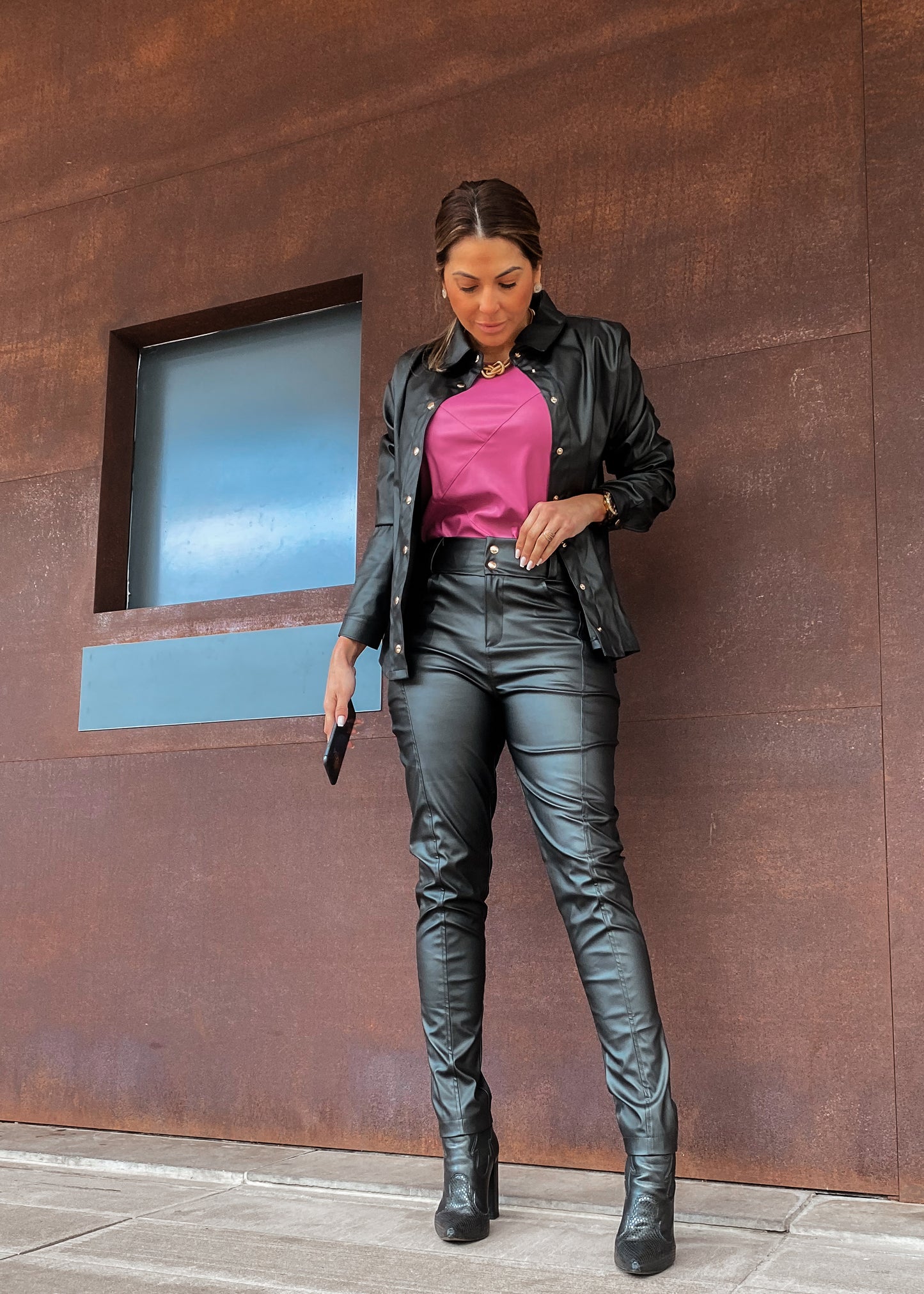 Calça Couro Fit Milano