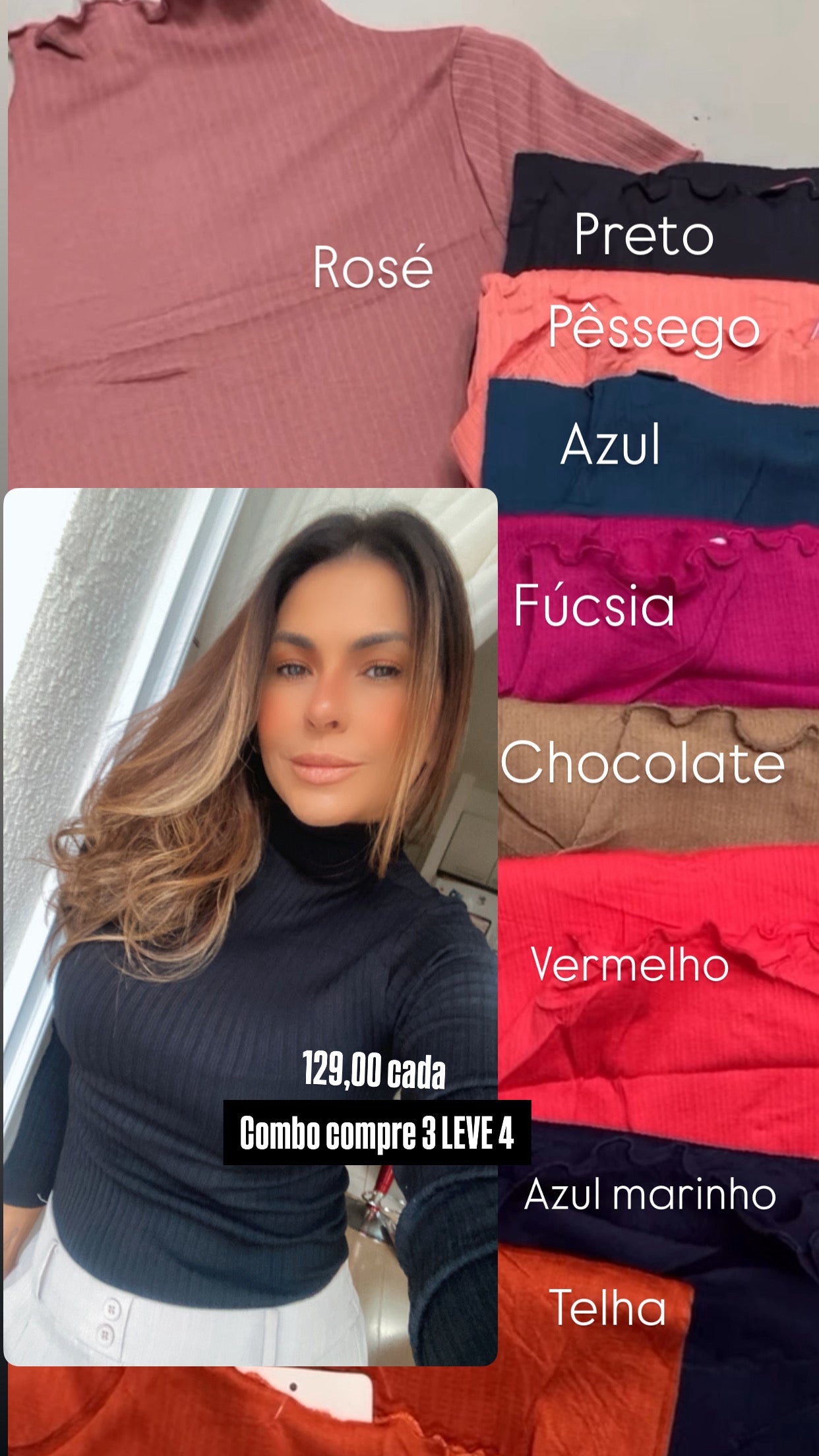 Blusa Basic Donna Gola Alta