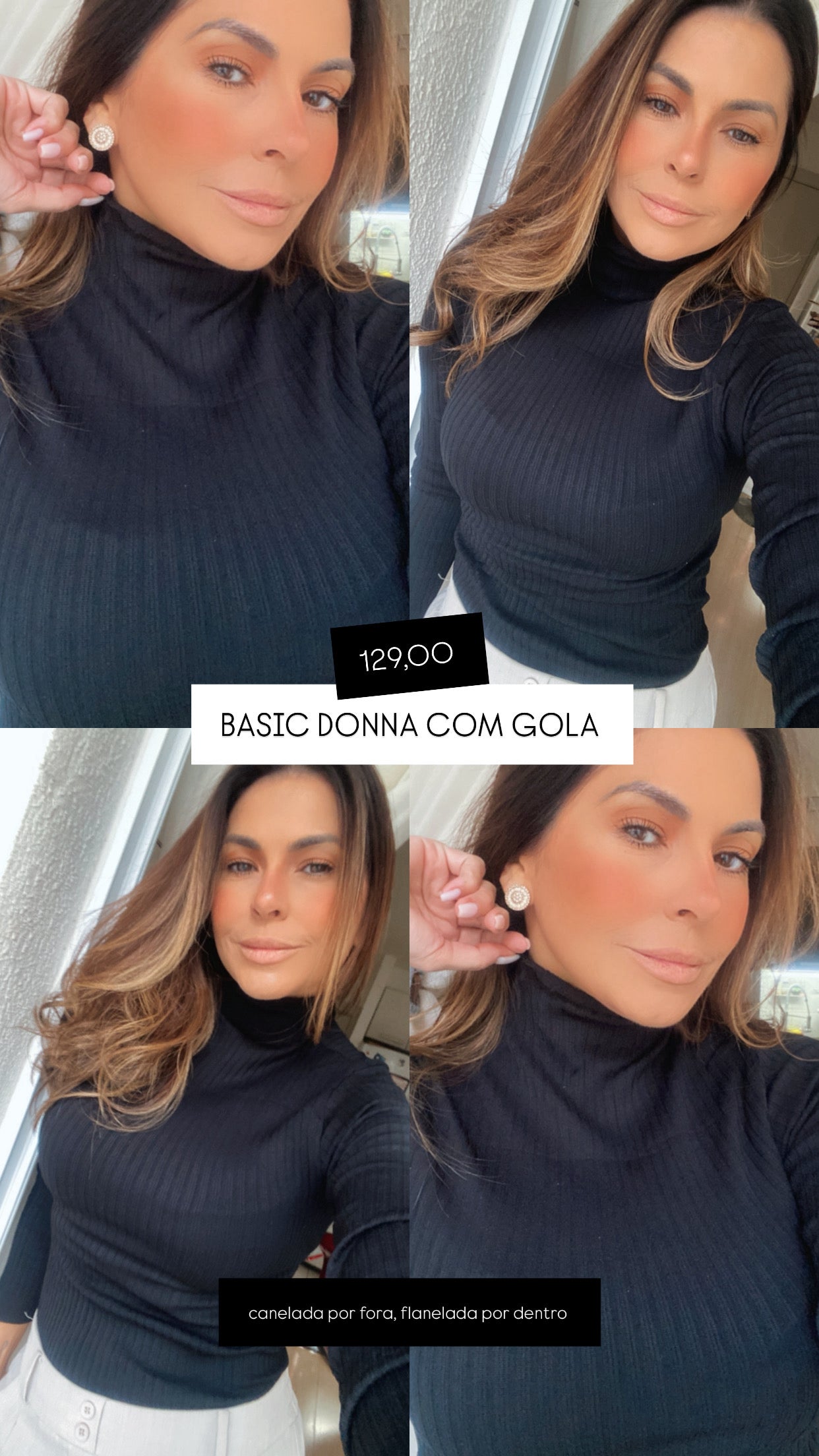 Blusa Basic Donna Gola Alta