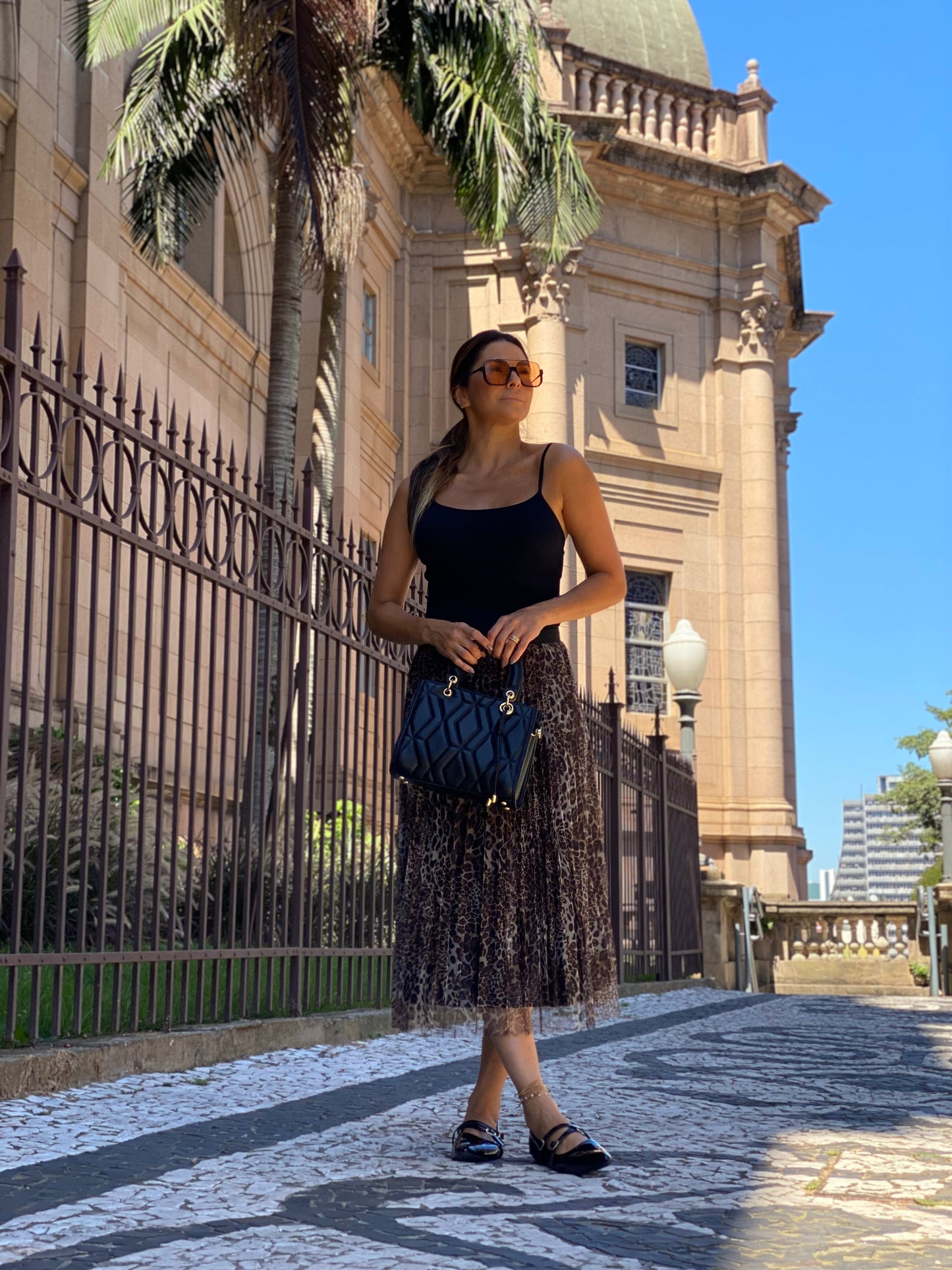 Saia MIDI Plissada Animal Print