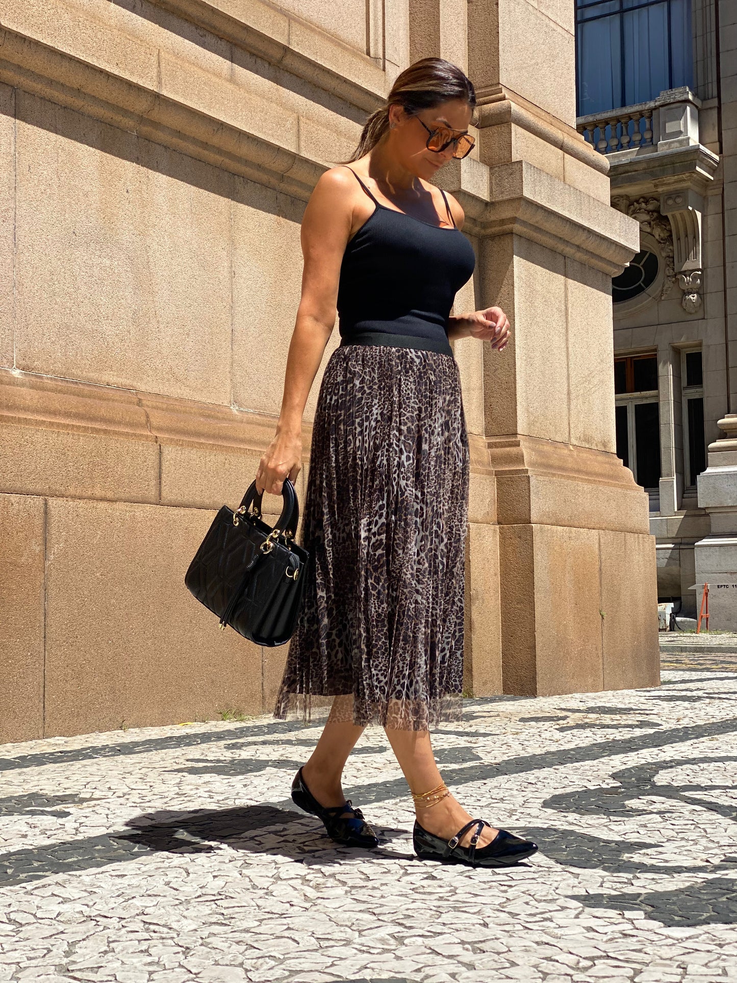 Saia MIDI Plissada Animal Print