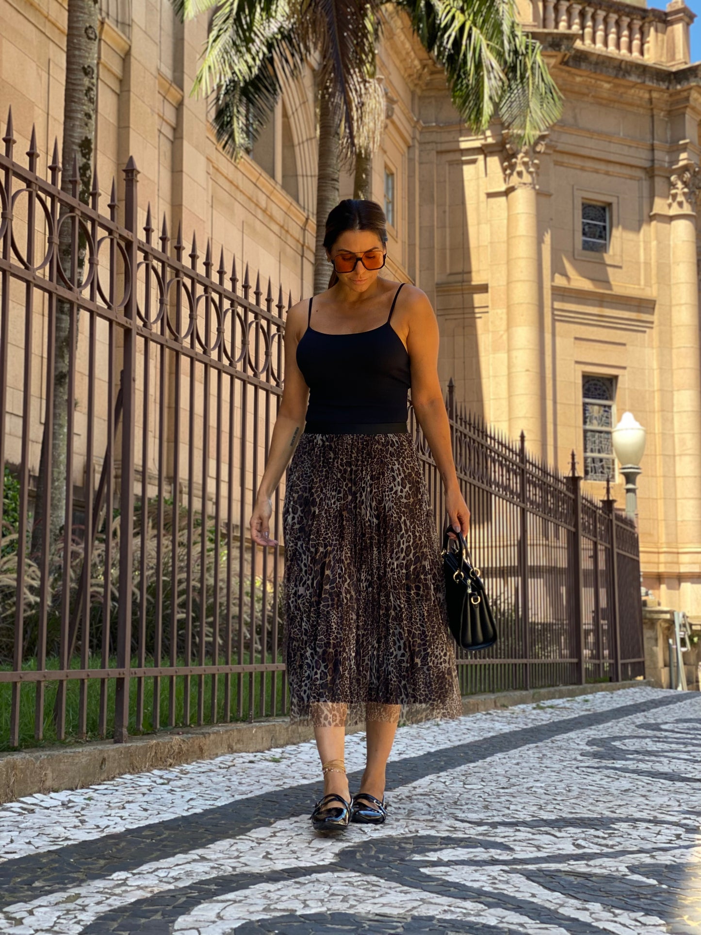 Saia MIDI Plissada Animal Print