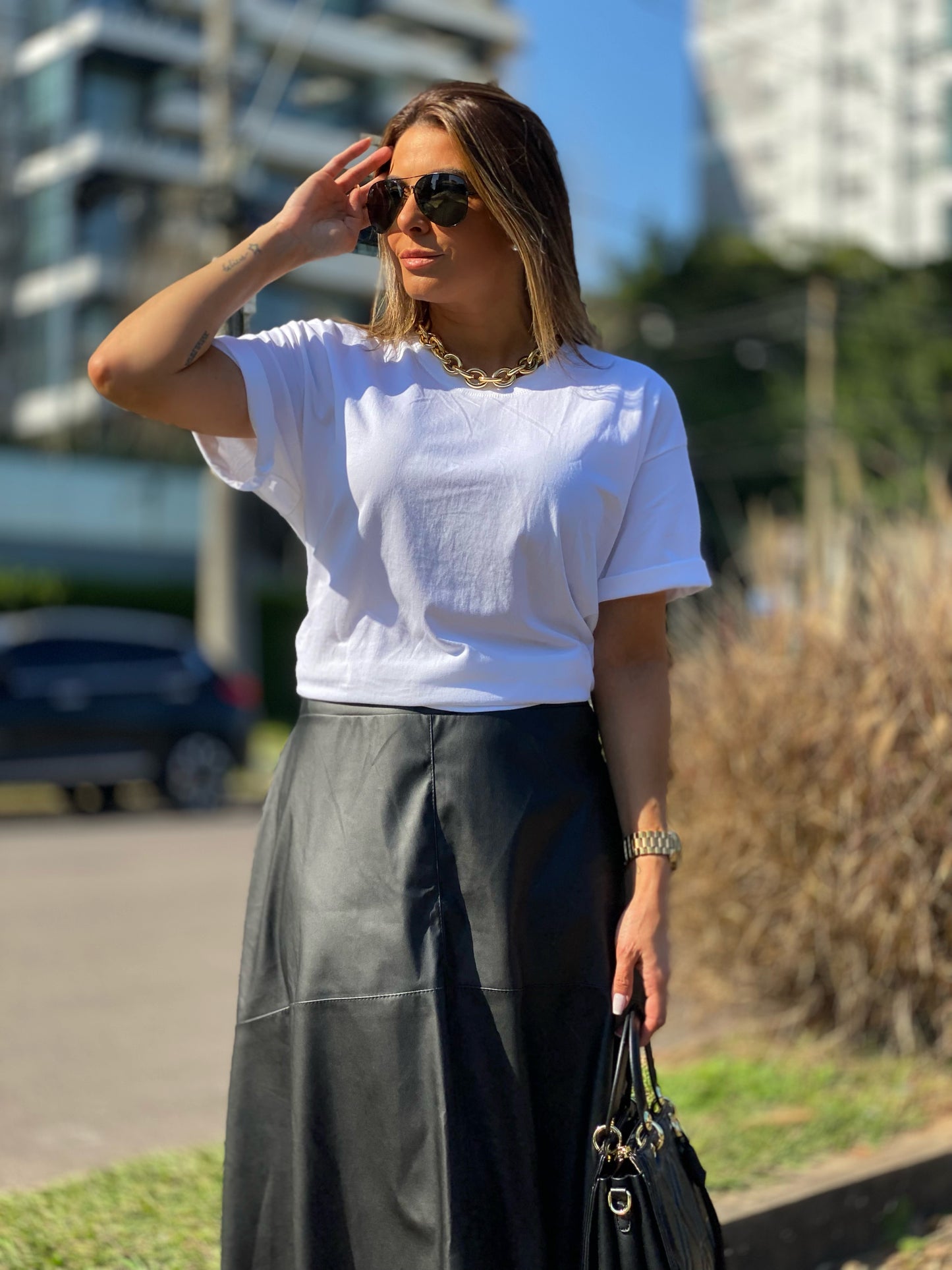 Saia Couro Fit Catarina