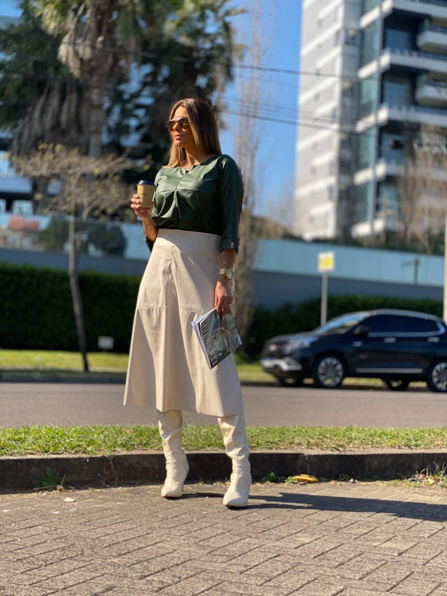 Saia Couro Fit Catarina