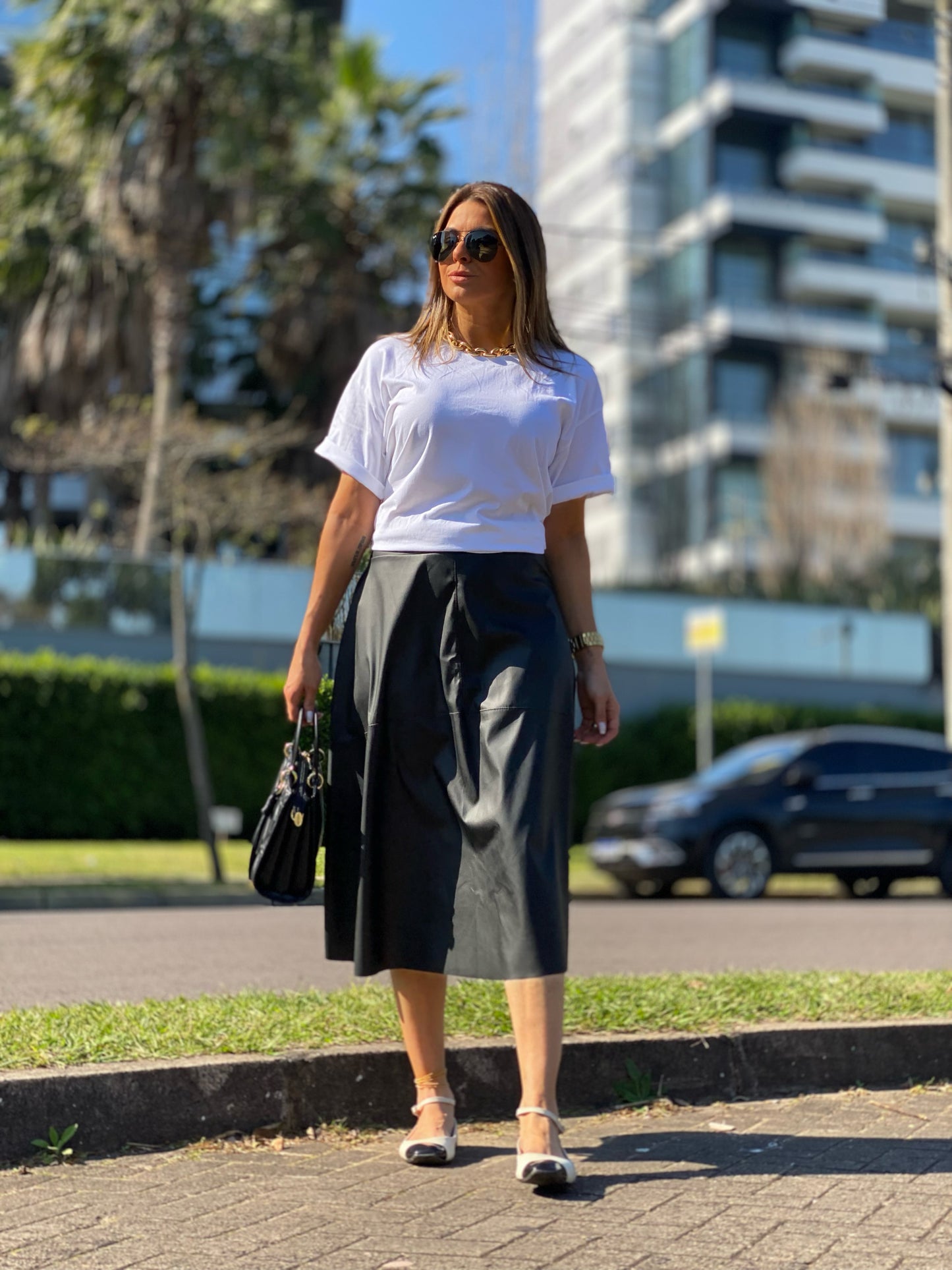 Saia Couro Fit Catarina