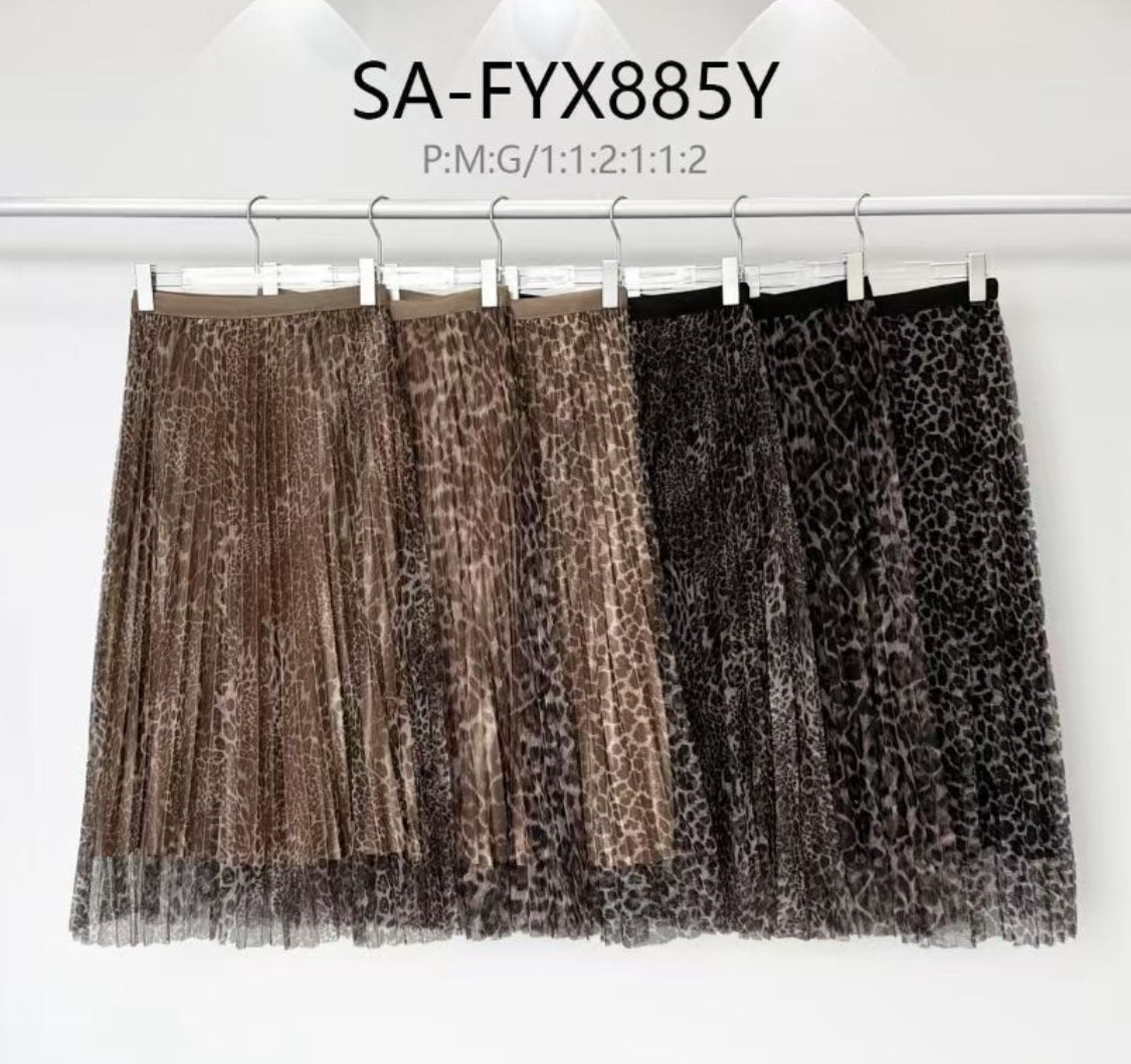 Saia MIDI Plissada Animal Print